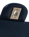 Caviar Quilted Medium Double Flap Navy