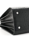 Calfskin Crocodile Embossed Small Sac de Jour Black