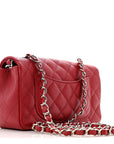 Caviar Quilted Mini Rectangular Flap Dark Red