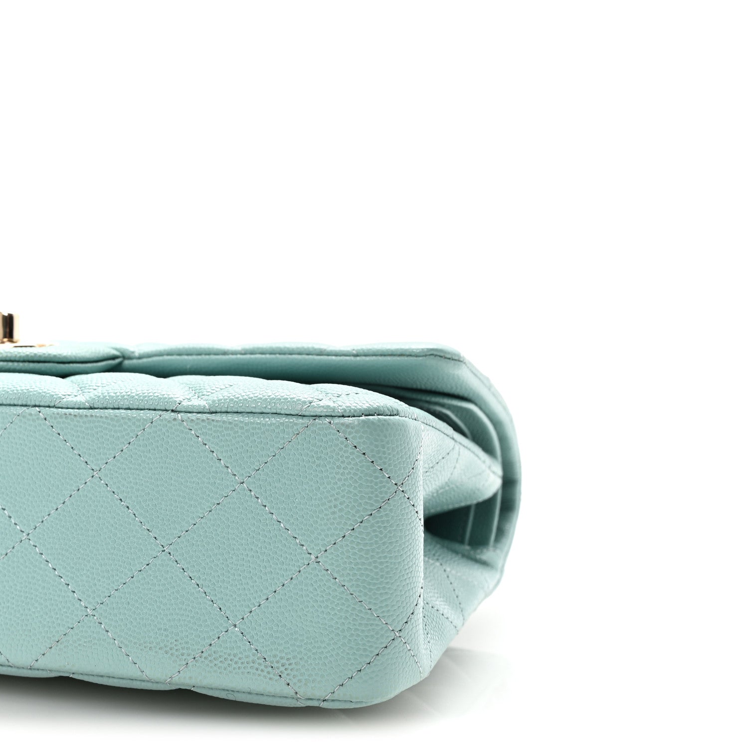 Caviar Quilted Medium Double Flap Light Blue