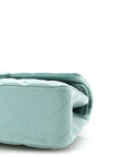 Caviar Quilted Medium Double Flap Light Blue