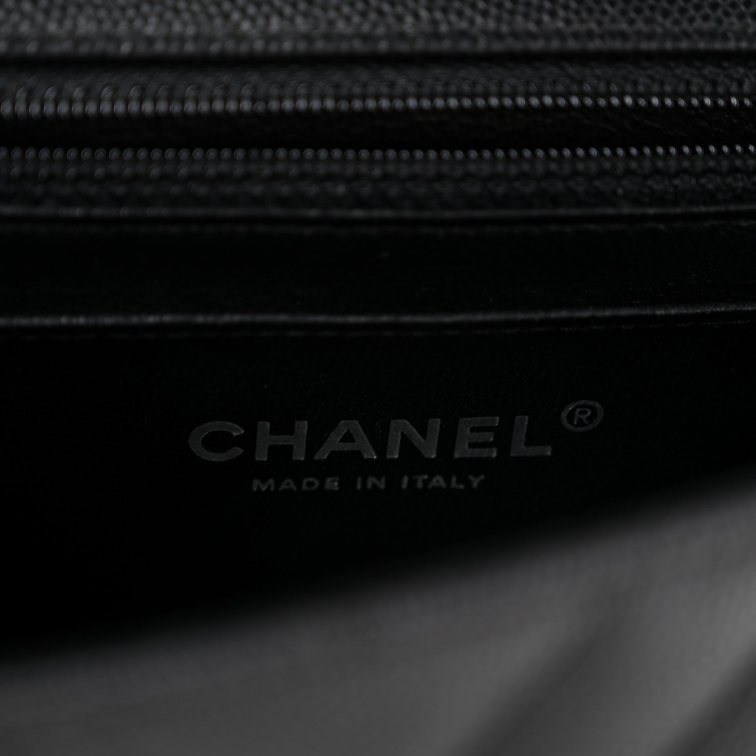 Caviar Chevron Quilted Mini Rectangular Flap Black