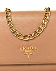 Vitello Move Metal Oro Chain Wallet Caramel
