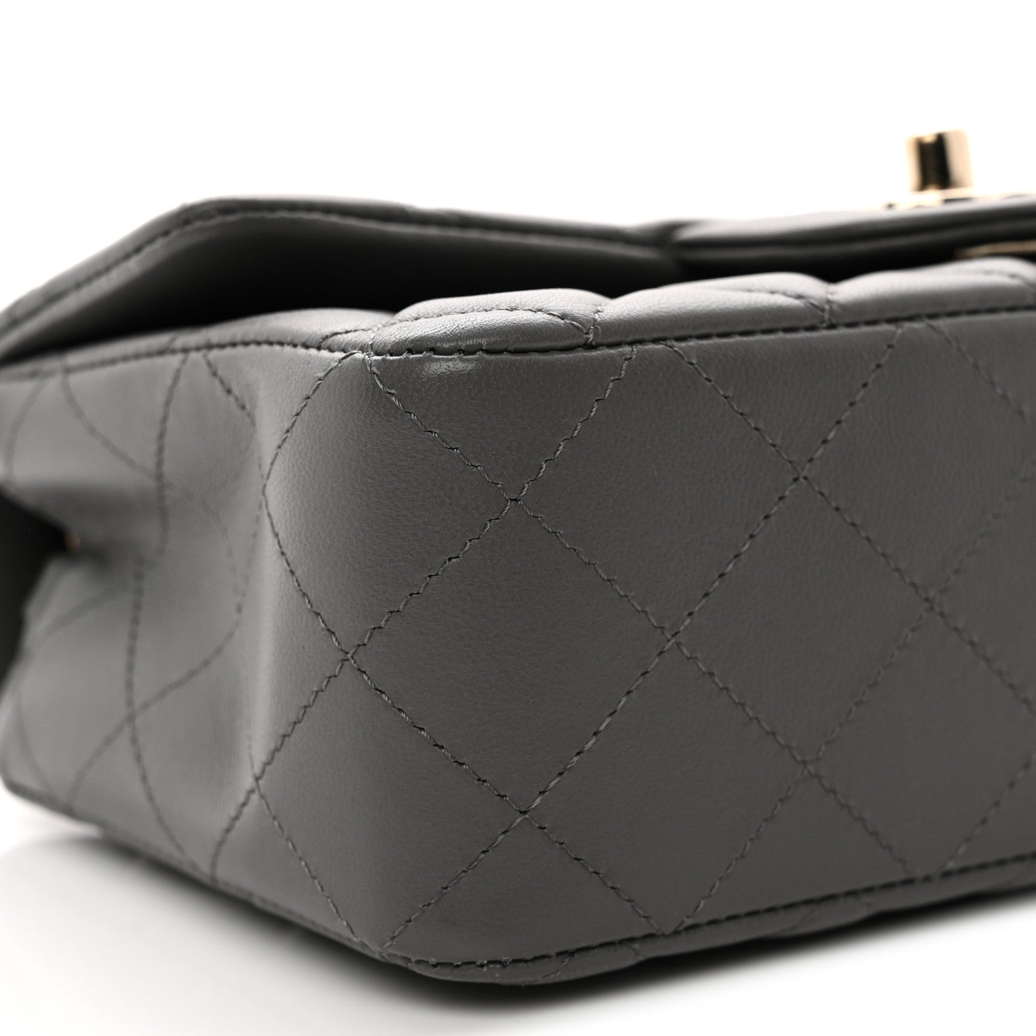 Lambskin Quilted Mini Rectangular Flap Dark Grey