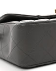 Lambskin Quilted Mini Rectangular Flap Dark Grey