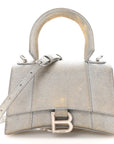 Glitter Fabric Hourglass Top Handle Bag XS Grey