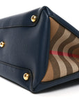 Derby Calfskin House Check Medium Banner Tote Ink Blue