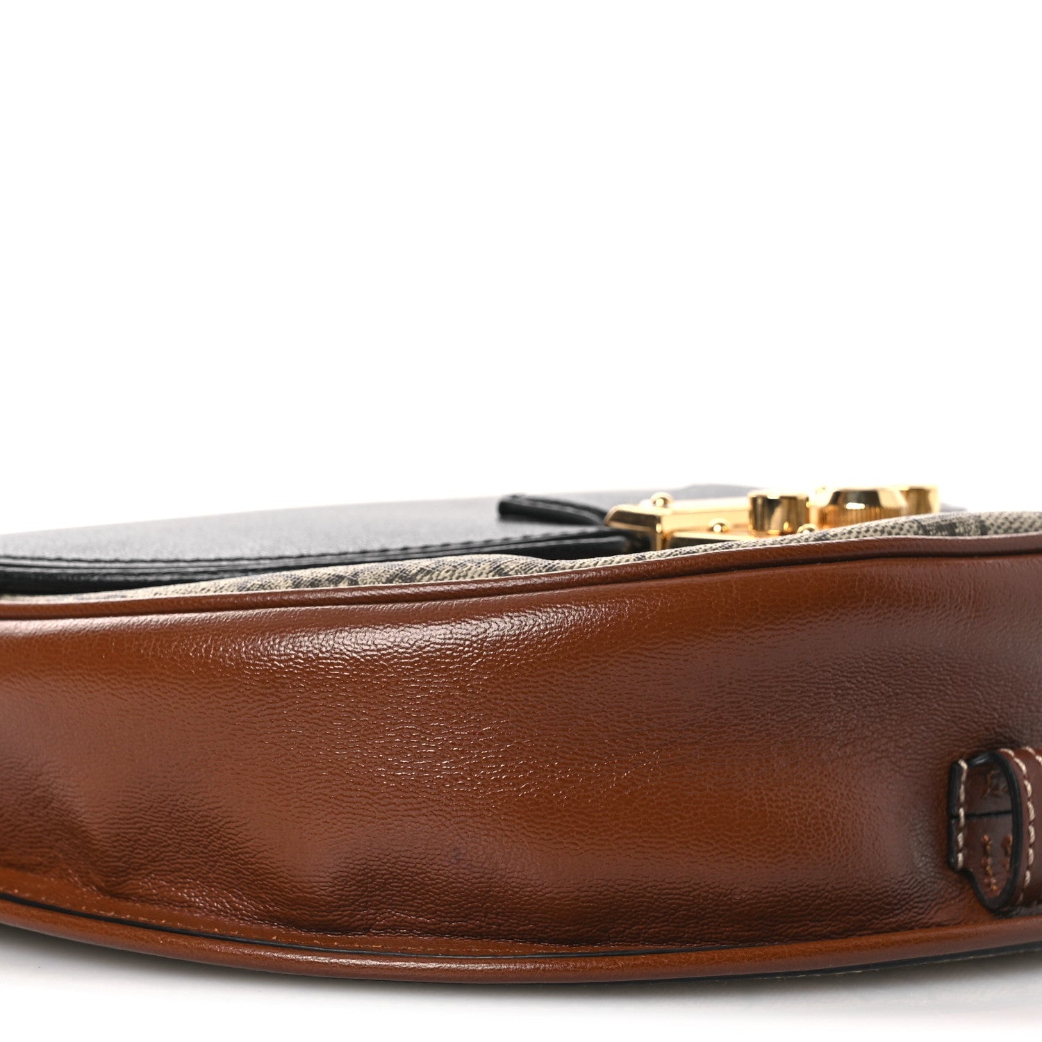 GG Supreme Monogram Calfskin Small Padlock Messenger Shoulder Bag Beige Black Cuir