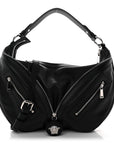 Calfskin Small Repeat Zip Hobo Black