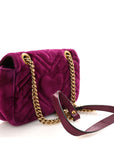 Velvet Matelasse Mini GG Marmont Shoulder Bag Fuchsia Violet Cyclamen