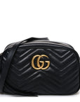 Calfskin Matelasse Small GG Marmont Chain Shoulder Bag Black
