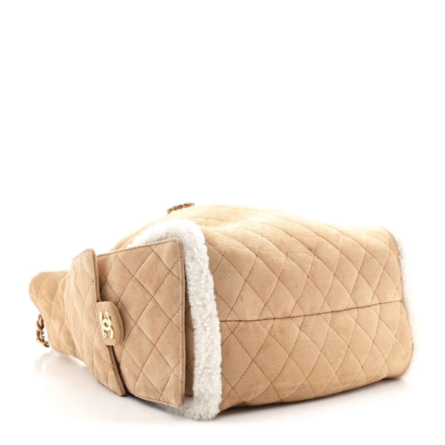 Suede Shearling Quilted Medium CHNL 25 Handbag Beige Natural