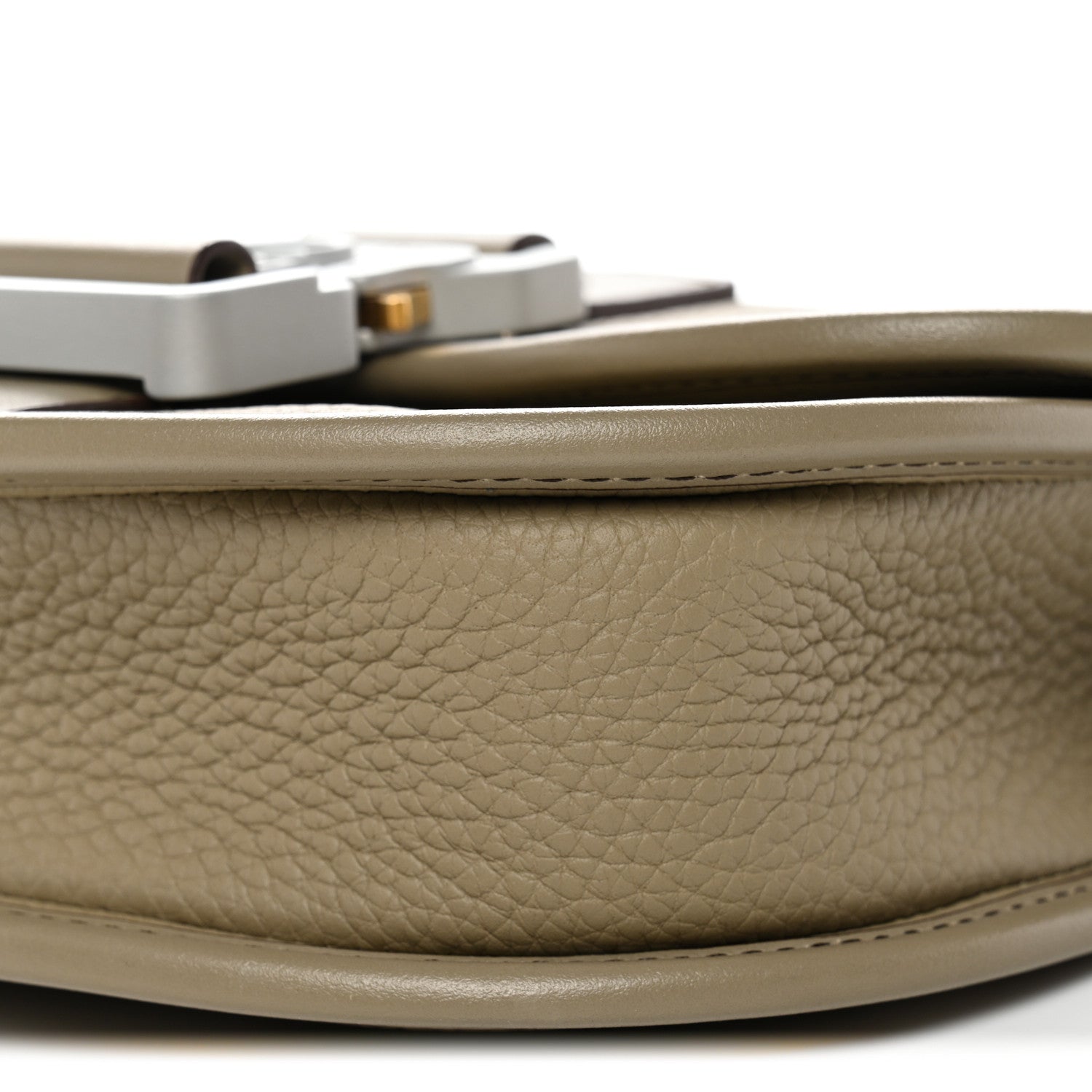 Grained Calfskin Mini Gallop Bag With Strap Beige