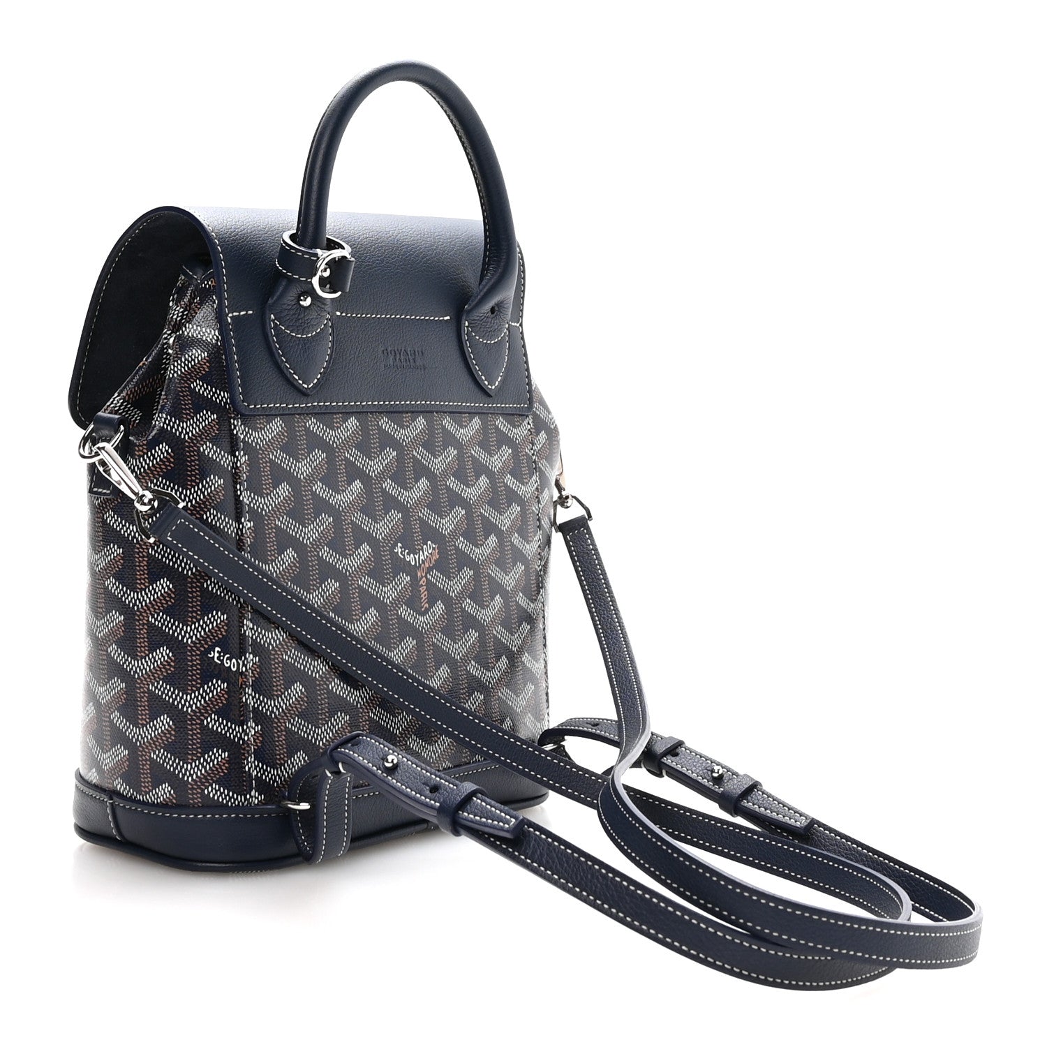 Goyardine Calfskin Mini Alpin Backpack Navy