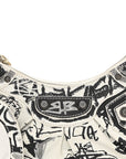 Agneau Arena Graffiti Le Cagole Shoulder Bag XS White Black
