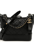 Aged Calfskin Quilted Small Gabrielle Hobo Black