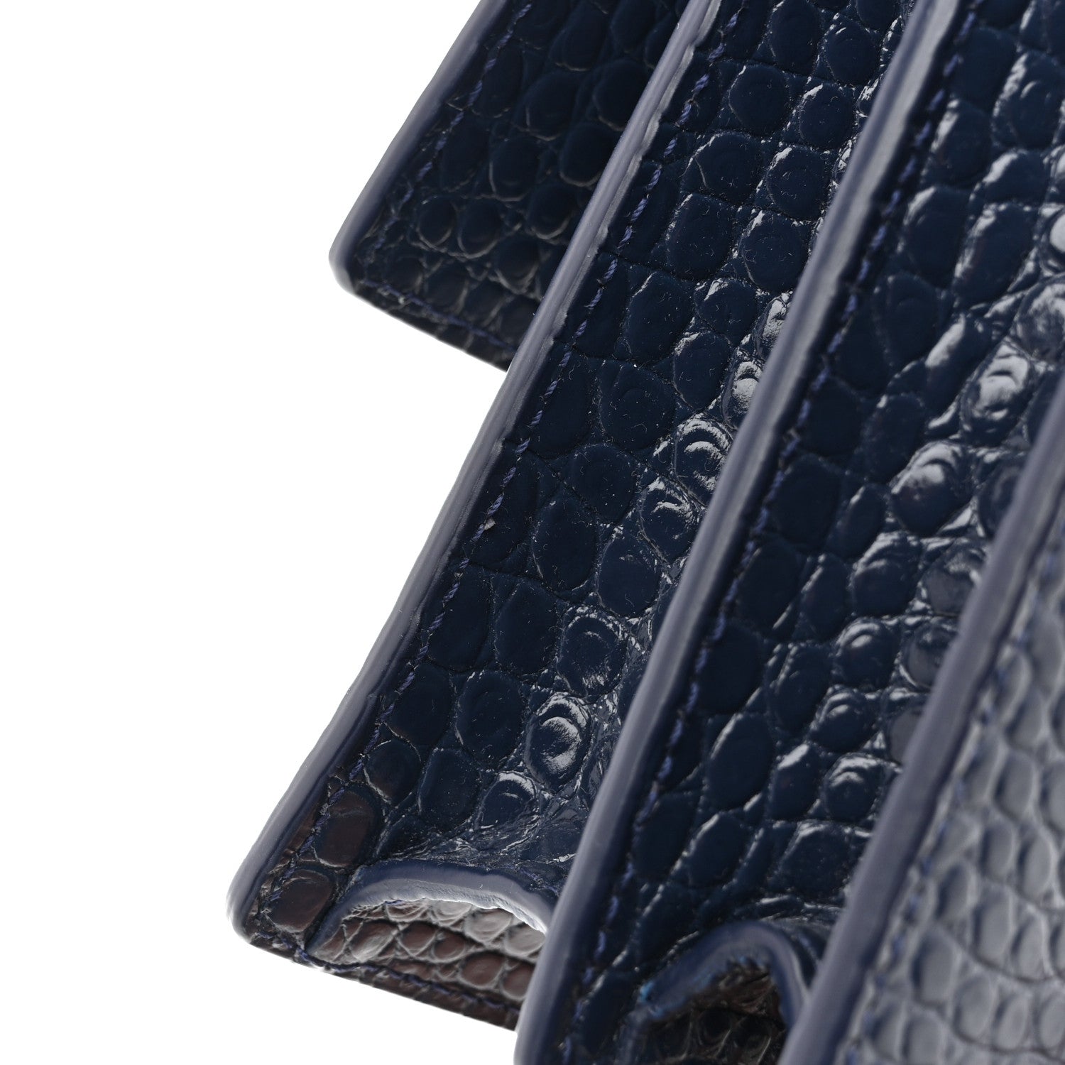 Calfskin Crocodile Embossed Medium Monogram Sunset Navy