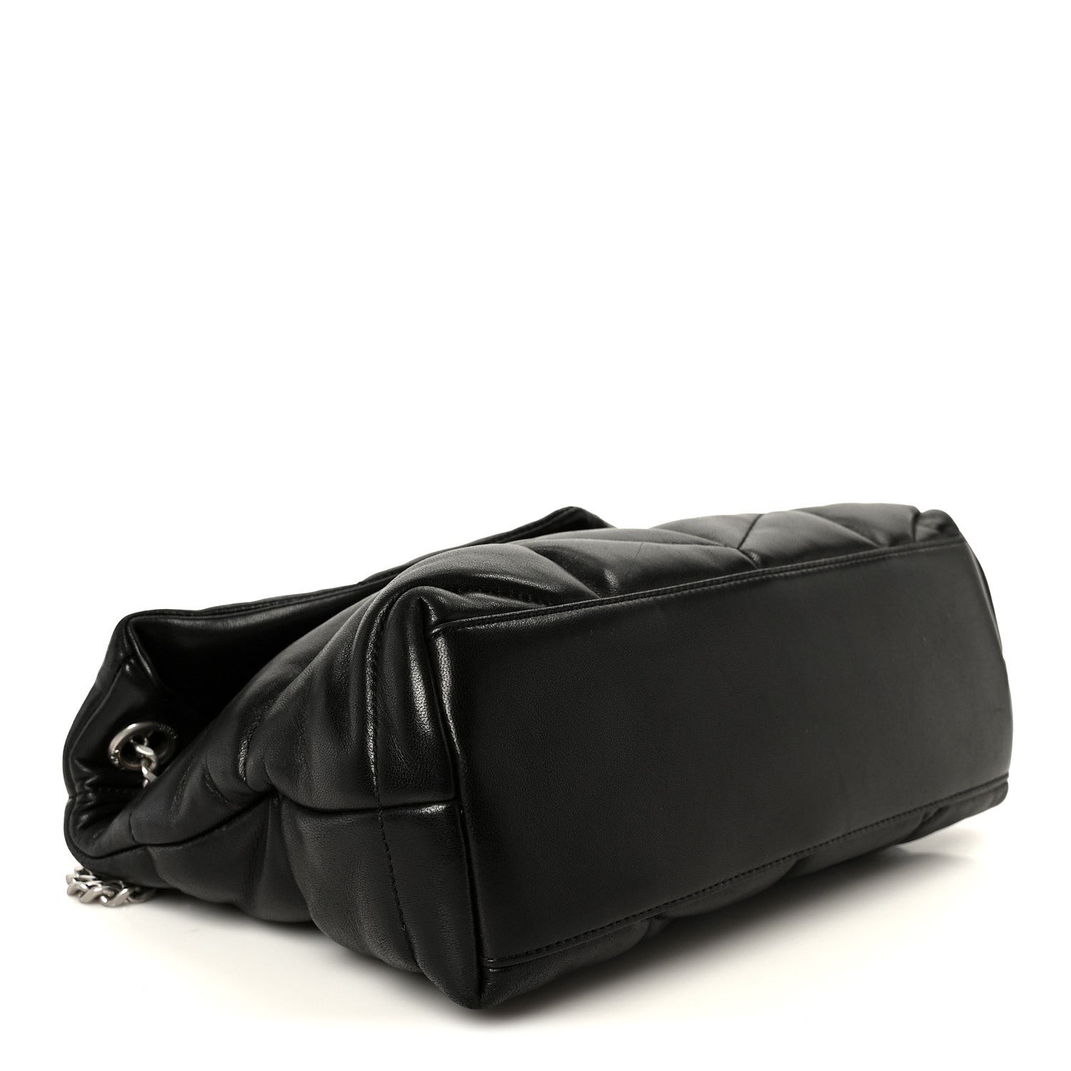 Lambskin Quilted Small Loulou Puffer Monogram Chain Satchel Black