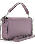 Metallic Cuoio Roma Sellerissima Nappa Sintetica Tape Stitch Mini Baguette Rosa Placca Argento