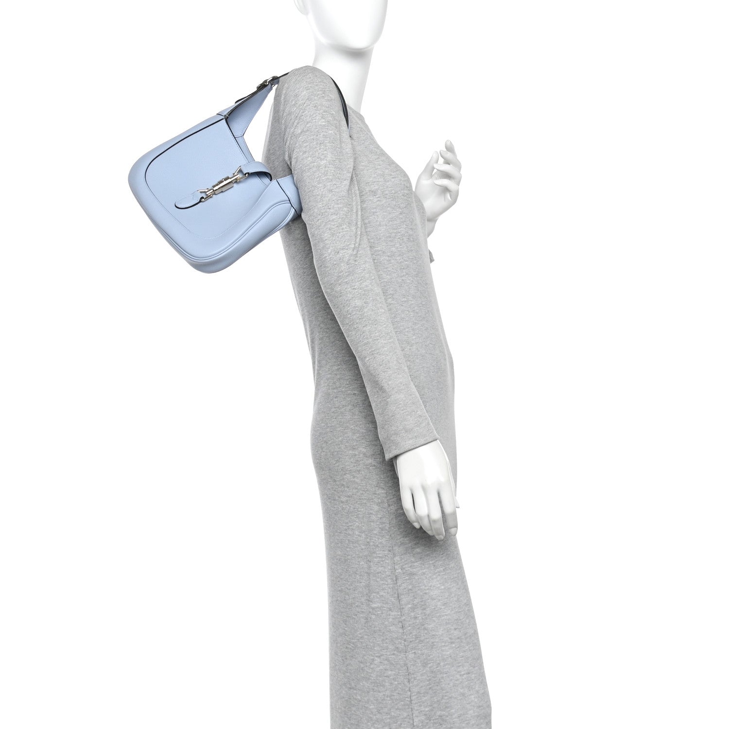 Grained Calfskin Web Medium Jackie 1961 Hobo Light Blue
