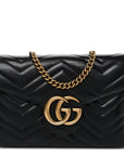 Calfskin Matelasse GG Marmont Chain Wallet Black