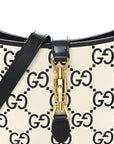 Azalea Calfskin GG Monogram Bi-Color Debossed Small Jackie 1961 Hobo Mystic White Black