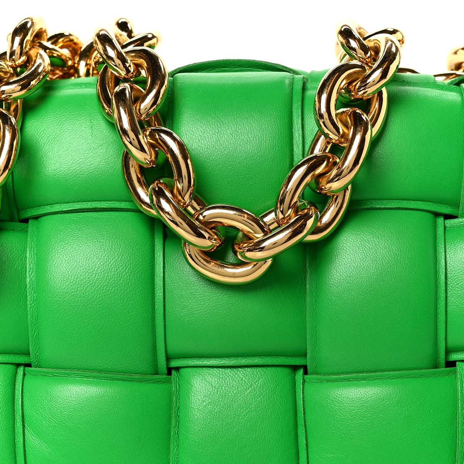 Lambskin Maxi Intreccio Padded Chain Cassette Crossbody Bag Racing Green