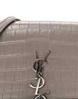 Calfskin Crocodile Embossed Kate Monogram Tassel Chain Wallet Fog