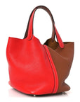 Taurillon Clemence Casaque Picotin Lock 22 MM Gold Rouge De Coeur