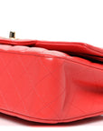 Caviar Quilted Medium Double Flap Red