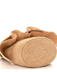 Raffia Calfskin Paulas Ibiza Balloon Ruffle Basket Tote Bag Natural Tan