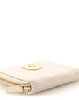 Calfskin Icon Quilted Compact Zip Around Wallet White