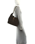 Suede Quilted Medium CHNL 25 Handbag Dark Brown
