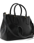 Saffiano Small Galleria Double Zip Tote Black