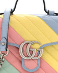 Calfskin Matelasse Diagonal Mini GG Marmont Top Handle Shoulder Bag Multicolor Pastel