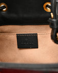 Suede Patent Web Small Ophidia Bucket Bag Hibiscus Red Black