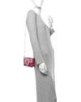 Metallic Nappa Matelasse Crystal Embellished Lady Crossbody Pink