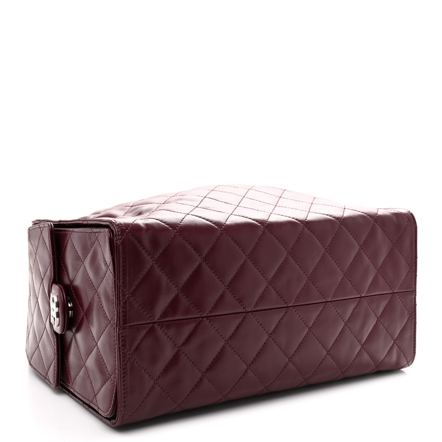 Shiny Crumpled Calfskin Quilted Medium CHNL 25 Handbag Dark Burgundy
