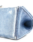 Nappa Denim Printed Small Hourglass Top Handle Bag Denim Blue