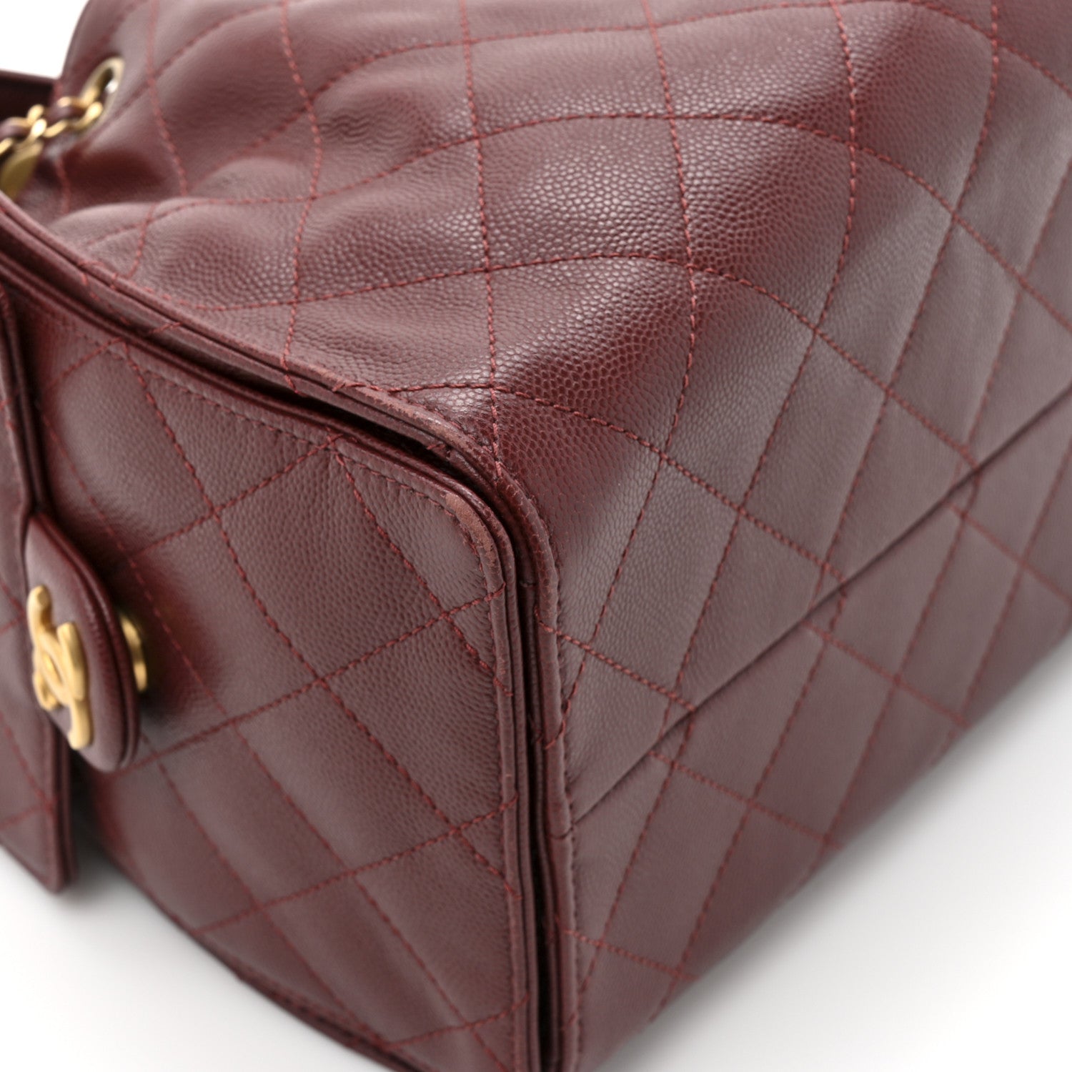 Caviar Quilted Small CHNL 25 Handbag Burgundy