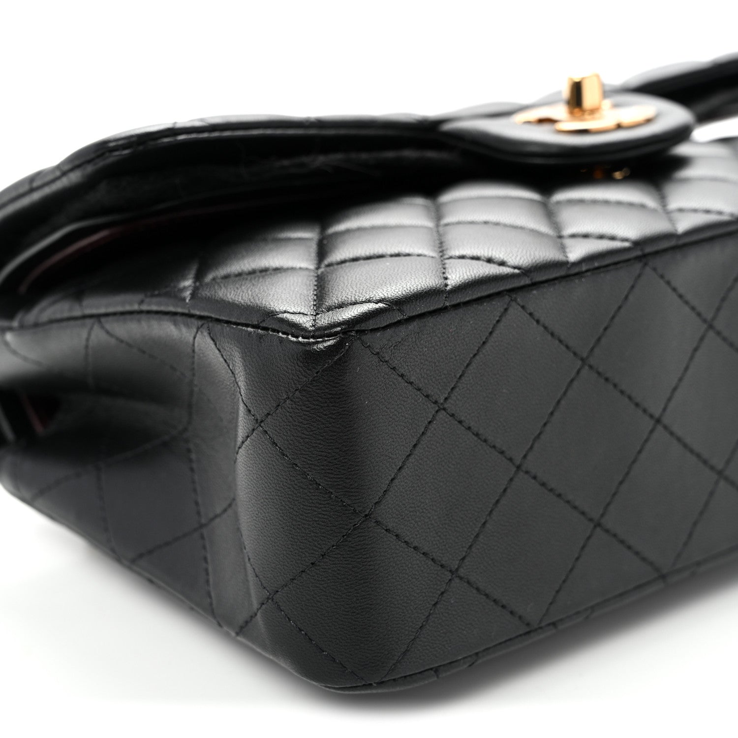 Lambskin Quilted Small Double Flap Black