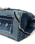 Denim Patchwork Small Hourglass Top Handle Bag Washed Blue