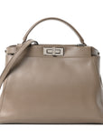 Vitello Morgan Shiny Nappa Medium Peekaboo Iconic Satchel Tortora