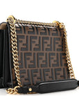 Vitello Liberty Bi-Color FF 1974 Embossed Small Kan U Shoulder Bag Maya Black
