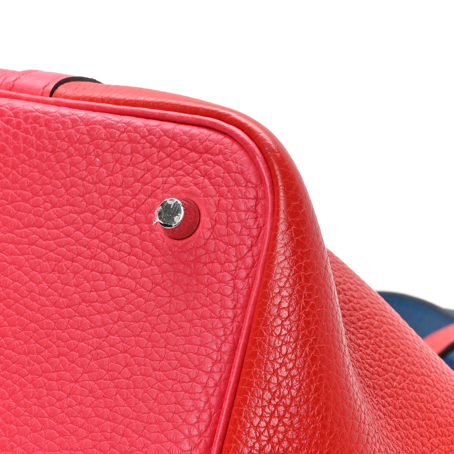 Taurillon Clemence Casaque Picotin Lock 22 MM Rouge De Coeur Rose Extreme Bleu Zanzibar