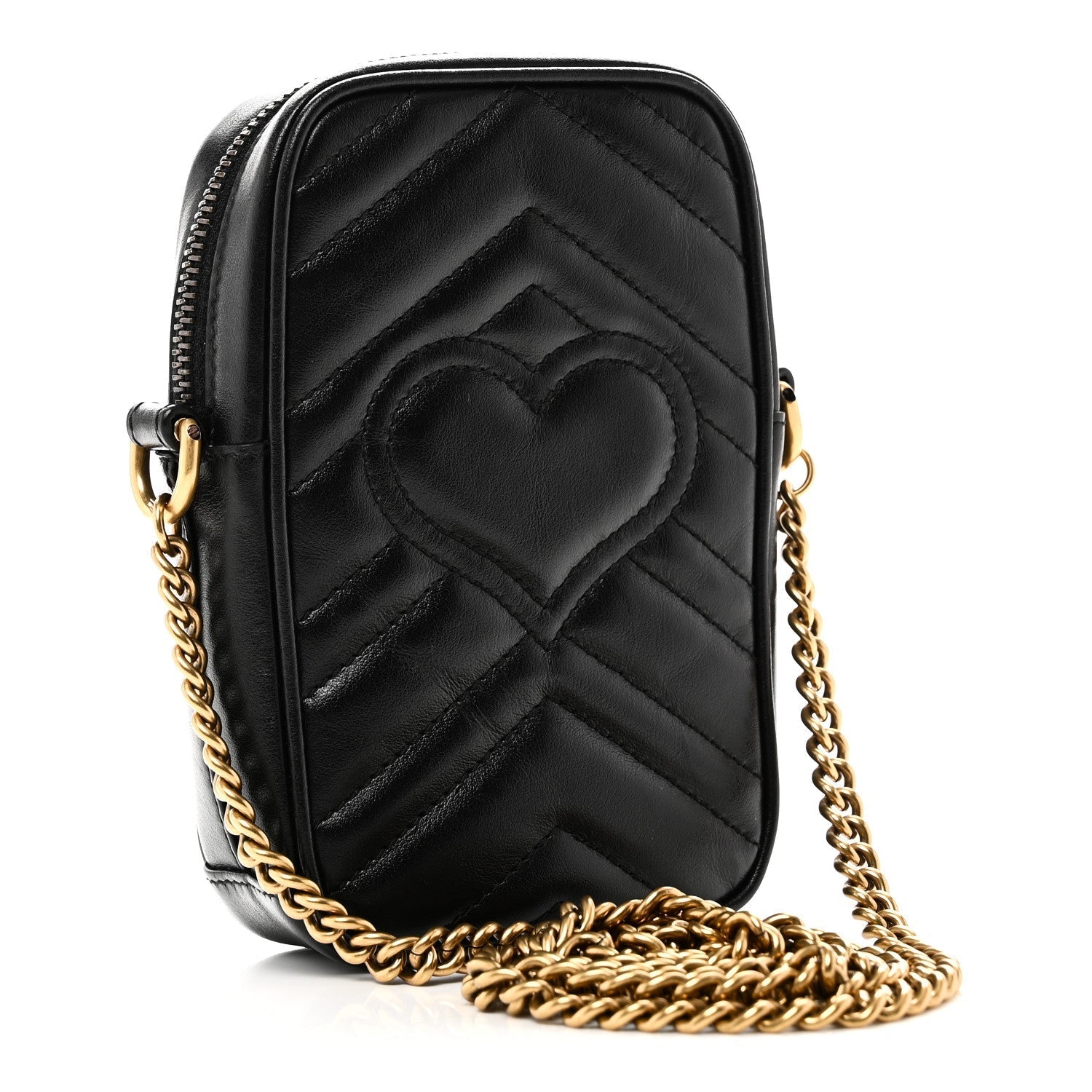 Calfskin Matelasse Mini GG Marmont Crossbody Bag Black