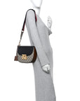 GG Supreme Monogram Web Medium Padlock Messenger Shoulder Bag Black
