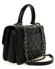 Lambskin Quilted Small Trendy CC Dual Handle Flap Bag Black