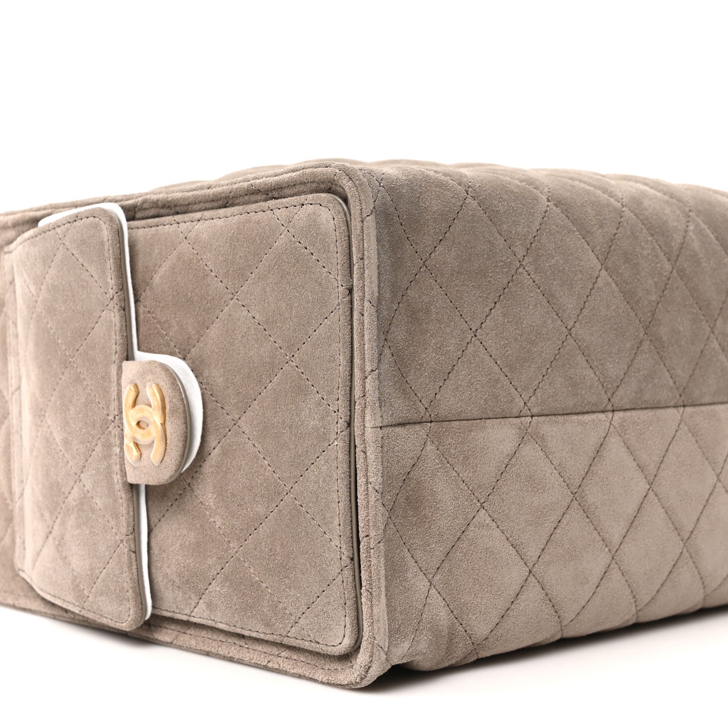 Suede Quilted Medium CHNL 25 Handbag Dark Grey