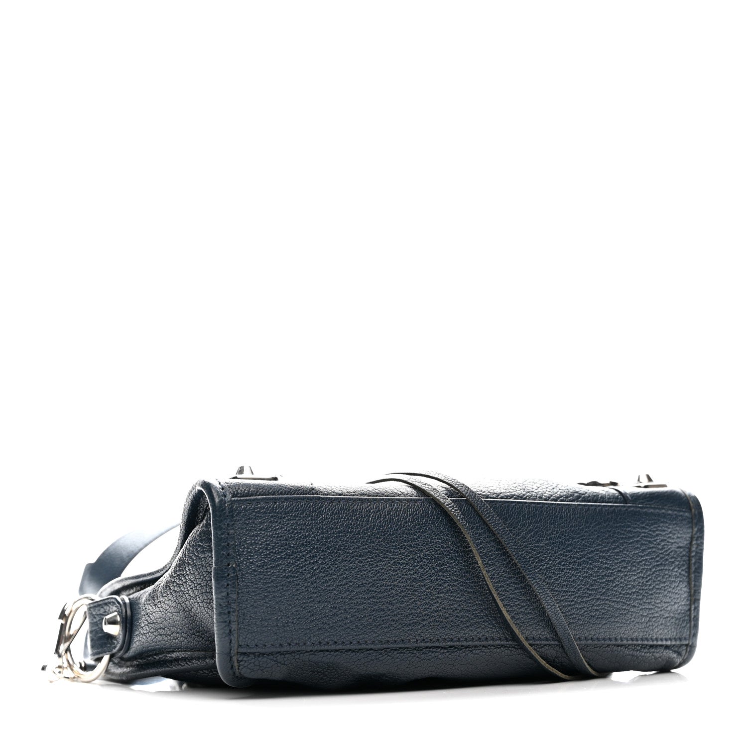 Chevre Silver Metallic Edge Hardware Mini City Bleu de Minuit